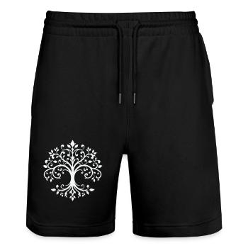 Baum des Lebens Ornament - Stanley/Stella Unisex Bio Joggingshorts Trainer  - Schwarz - Vorne - Nik (191cm) & Marisol (170cm)