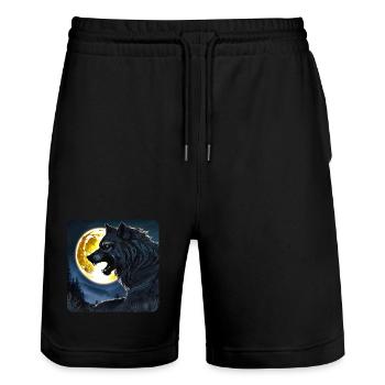 Böser Wolf im Vollmond - Stanley/Stella Unisex Bio Joggingshorts Trainer  - Schwarz - Vorne - Nik (191cm) & Marisol (170cm)