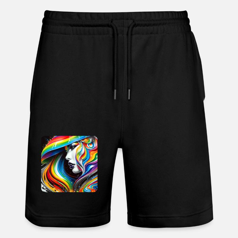 Frau im Graffiti Style - Stanley/Stella Unisex Bio Joggingshorts Trainer  - Schwarz
