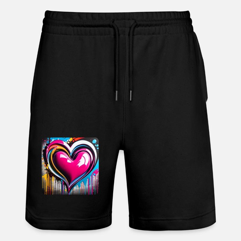 Herz im Graffiti Style - Stanley/Stella Unisex Bio Joggingshorts Trainer  - Schwarz