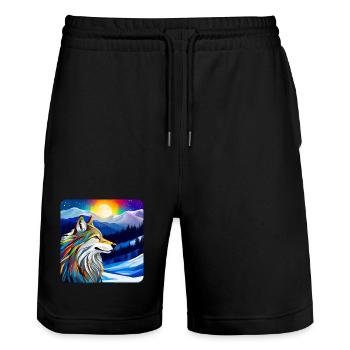 Animal Loup - Short de jogging bio TRAINER Stanley/Stella unisexe - noir - Devant - Nik (191cm) & Marisol (170cm)