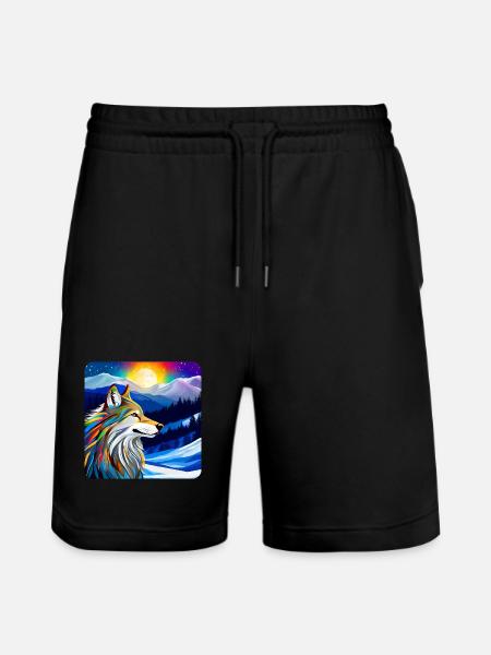 Spirit Animal Wolf - Stanley/Stella Trainer Unisex Organic Jogging Shorts - black