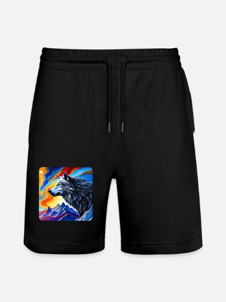 Spirit Animal Wolf - Stanley/Stella Trainer Unisex Organic Jogging Shorts - black