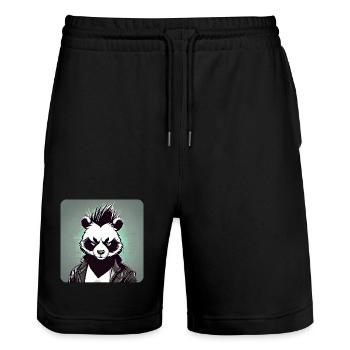 Cool Punk Panda Bear - Stanley/Stella Trainer Unisex Organic Jogging Shorts - black - Front - Nik (191cm) & Marisol (170cm)
