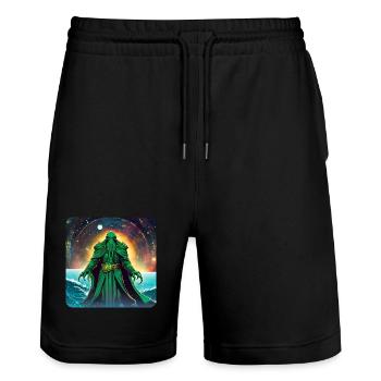 Les monstres de Cthulhummann dans l’univers - Short de jogging bio TRAINER Stanley/Stella unisexe - noir - Devant - Nik (191cm) & Marisol (170cm)