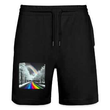 Arc-en-ciel dans la ville - Short de jogging bio TRAINER Stanley/Stella unisexe - noir - Devant - Nik (191cm) & Marisol (170cm)
