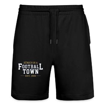 Züri - Stanley/Stella Trainer Unisex Organic Jogging Shorts - black - Front - Nik (191cm) & Marisol (170cm)