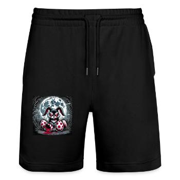 Easter Horror Bunny Zombie Demon Scary - Stanley/Stella Trainer Unisex Organic Jogging Shorts - black - Front - Nik (191cm) & Marisol (170cm)