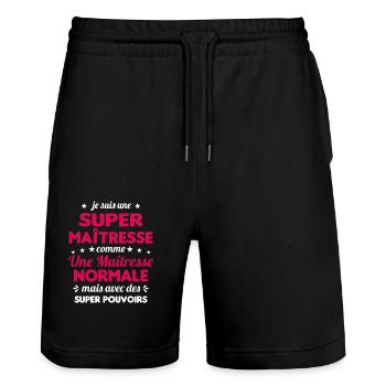Super Maîtresse Super Pouvoirs Cadeau Maîtresse - Short de jogging bio TRAINER Stanley/Stella unisexe - noir - Devant - Nik (191cm) & Marisol (170cm)
