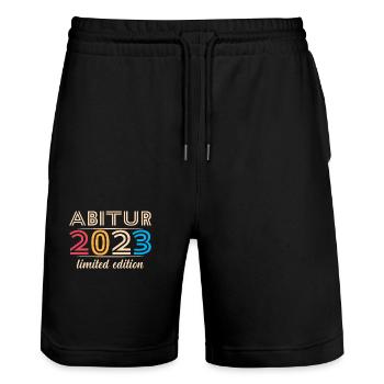 Abitur Gymnasium Damen und Herren Abi 2023 - Stanley/Stella Unisex Bio Joggingshorts Trainer  - Schwarz - Vorne - Nik (191cm) & Marisol (170cm)
