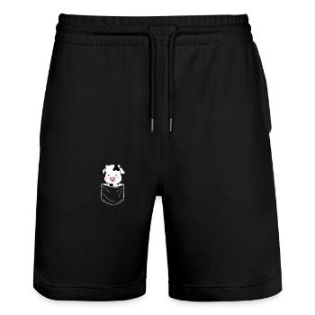 Kuh Kühe Bauer Landwirt Bauernhof Kalb Kälber Rind - Stanley/Stella Unisex Bio Joggingshorts Trainer  - Schwarz - Vorne - Nik (191cm) & Marisol (170cm)