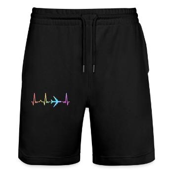 Airplane Plane Spotter Pilot Pilots Airplanes - Stanley/Stella Trainer Unisex Organic Jogging Shorts - black - Front - Nik (191cm) & Marisol (170cm)