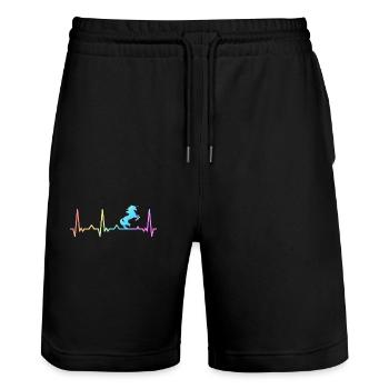 Unicorn Unicorns Mythical Creatures Mystical - Stanley/Stella Trainer Unisex Organic Jogging Shorts - black - Front - Nik (191cm) & Marisol (170cm)