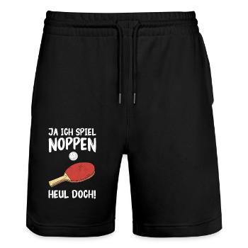 Tischtennis Ping Pong Tischtennisspieler - Stanley/Stella Unisex Bio Joggingshorts Trainer  - Schwarz - Vorne - Nik (191cm) & Marisol (170cm)