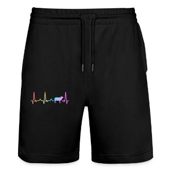 Sheep Sheep Farmer Lamb Farmer - Stanley/Stella Trainer Unisex Organic Jogging Shorts - black - Front - Nik (191cm) & Marisol (170cm)