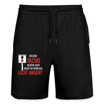 V8 Motor 8 Zylinder Hubraum Auto Tuning Tuner - Stanley/Stella Unisex Bio Joggingshorts Trainer  - Schwarz - Vorne - Nik (191cm) & Marisol (170cm)