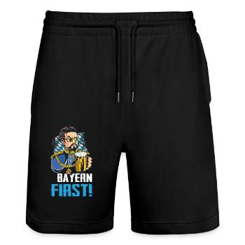 Freistaat Bayern Bayrisch - Stanley/Stella Unisex Bio Joggingshorts Trainer  - Schwarz - Vorne - Nik (191cm) & Marisol (170cm)