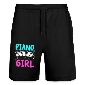 Piano Klavier Pianiste Instrument - Short de jogging bio TRAINER Stanley/Stella unisexe - noir - Devant - Nik (191cm) & Marisol (170cm)