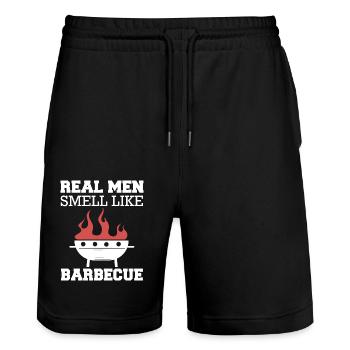 Grill Grillen Griller BBQ Barbecue - Stanley/Stella Unisex Bio Joggingshorts Trainer  - Schwarz - Vorne - Nik (191cm) & Marisol (170cm)