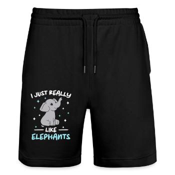 Éléphant Animal Éléphant Zoo - Short de jogging bio TRAINER Stanley/Stella unisexe - noir - Devant - Nik (191cm) & Marisol (170cm)