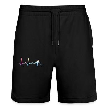 Eishockey Hockey Sport - Stanley/Stella Unisex Bio Joggingshorts Trainer  - Schwarz - Vorne - Nik (191cm) & Marisol (170cm)