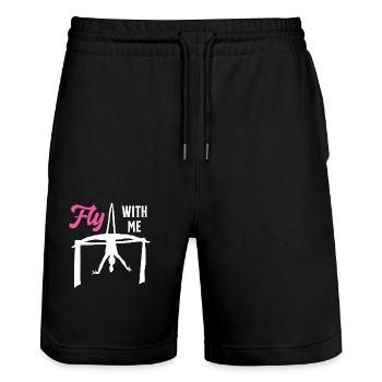 Flieg mit mir Silk Circus Antenne - Stanley/Stella Unisex Bio Joggingshorts Trainer  - Schwarz - Vorne - Nik (191cm) & Marisol (170cm)