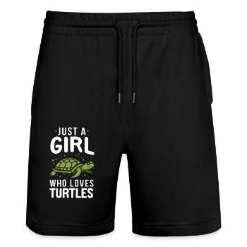 Turtle Sea Turtle Turtle Animal - Stanley/Stella Trainer Unisex Organic Jogging Shorts - black - Front - Nik (191cm) & Marisol (170cm)