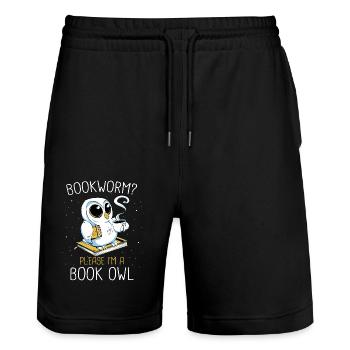 Bücher Buch lesen Bücherei Bibliothek Bücherwurm - Stanley/Stella Unisex Bio Joggingshorts Trainer  - Schwarz - Vorne - Nik (191cm) & Marisol (170cm)