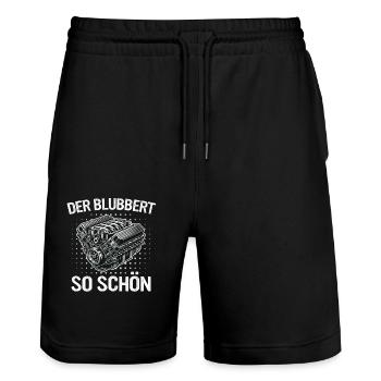 V8 Motor 8 Zylinder Hubraum Auto Tuning Tuner - Stanley/Stella Unisex Bio Joggingshorts Trainer  - Schwarz - Vorne - Nik (191cm) & Marisol (170cm)