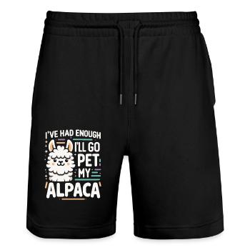 Alpaka Llama - Stanley/Stella Unisex Bio Joggingshorts Trainer  - Schwarz - Vorne - Nik (191cm) & Marisol (170cm)