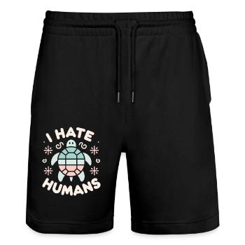 Turtle Sea Turtle Turtle Animal - Stanley/Stella Trainer Unisex Organic Jogging Shorts - black - Front - Nik (191cm) & Marisol (170cm)