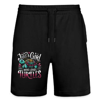 Turtle Sea Turtle Turtle Animal - Stanley/Stella Trainer Unisex Organic Jogging Shorts - black - Front - Nik (191cm) & Marisol (170cm)