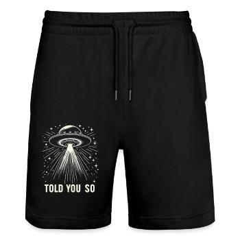 Alien UFO Aliens Außerirdischer - Stanley/Stella Trainer Unisex Organic Jogging Shorts - black - Front - Nik (191cm) & Marisol (170cm)
