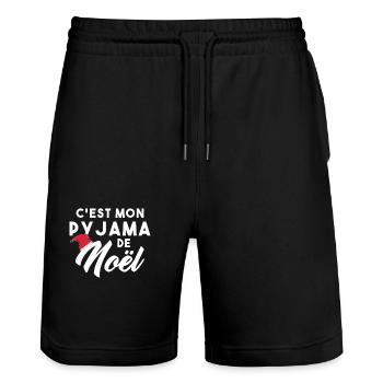 C’est mon pyjama de Noël - Short de jogging bio TRAINER Stanley/Stella unisexe - noir - Devant - Nik (191cm) & Marisol (170cm)