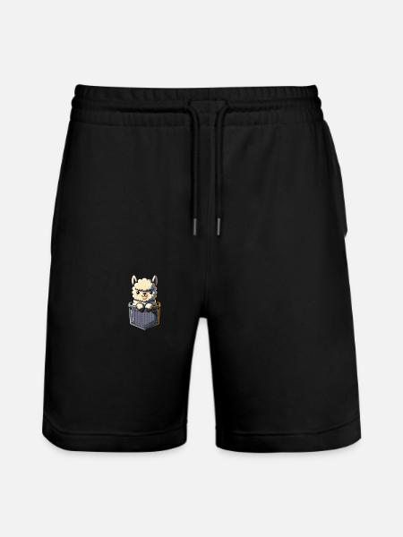 Alpaca Llama - Stanley/Stella Trainer Unisex Organic Jogging Shorts - black