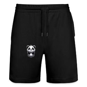 Pandabär Panda Tier Pandas - Stanley/Stella Unisex Bio Joggingshorts Trainer  - Schwarz - Vorne - Nik (191cm) & Marisol (170cm)
