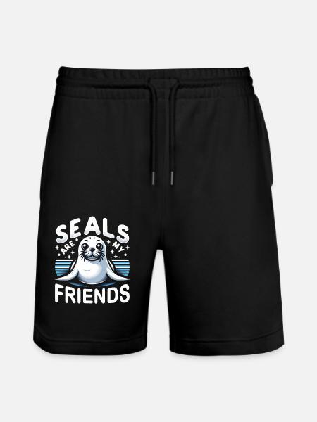 Robbe Robben Tier Seelöwe - Stanley/Stella Unisex Bio Joggingshorts Trainer - Schwarz