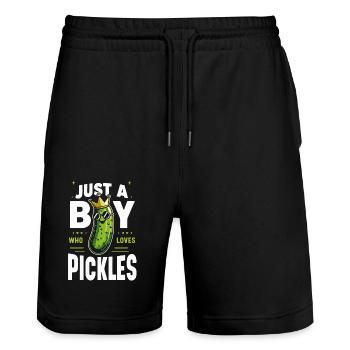 Gurke Essiggurke Gewürzgurke Essen Dill - Stanley/Stella Unisex Bio Joggingshorts Trainer  - Schwarz - Vorne - Nik (191cm) & Marisol (170cm)