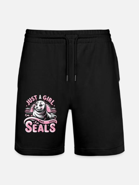 Robbe Robben Tier Seelöwe - Stanley/Stella Unisex Bio Joggingshorts Trainer  - Schwarz