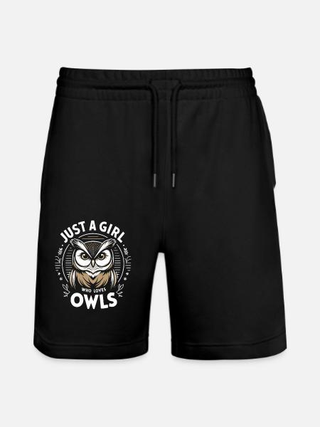 Eule Vogel Tier Eulen - Stanley/Stella Unisex Bio Joggingshorts Trainer  - Schwarz
