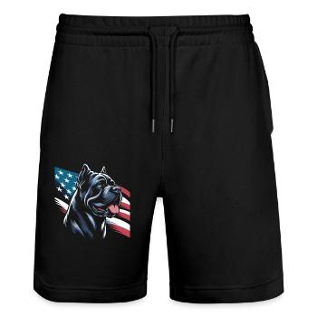 Cane Corso Dog - Stanley/Stella Trainer Unisex Organic Jogging Shorts - black - Front - Nik (191cm) & Marisol (170cm)