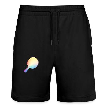 Table tennis Table tennis player - Stanley/Stella Trainer Unisex Organic Jogging Shorts - black - Front - Nik (191cm) & Marisol (170cm)
