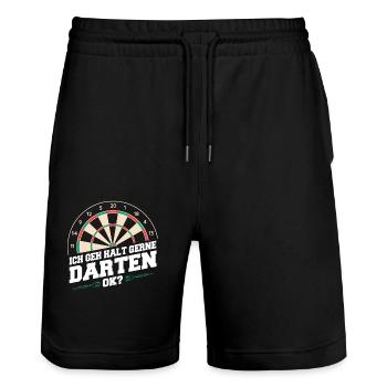 Darts Darts Darts Players Darts - Stanley/Stella Trainer Unisex Organic Jogging Shorts - black - Front - Nik (191cm) & Marisol (170cm)