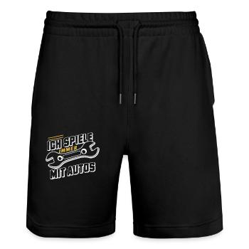 Mechanic Mechanic Workshop Car Mechanic - Stanley/Stella Trainer Unisex Organic Jogging Shorts - black - Front - Nik (191cm) & Marisol (170cm)