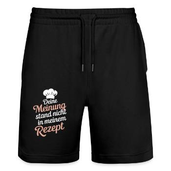 Chef Chef - Stanley/Stella Trainer Unisex Organic Jogging Shorts - black - Front - Nik (191cm) & Marisol (170cm)