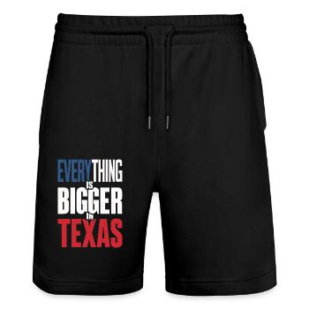 Texas State Texans Texas - Stanley/Stella Trainer Unisex Organic Jogging Shorts - black - Front - Nik (191cm) & Marisol (170cm)