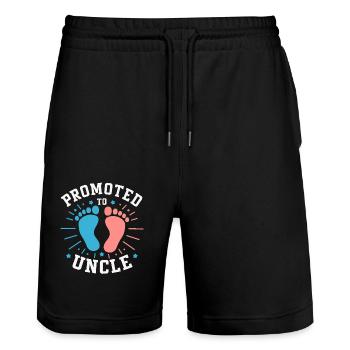 Uncle Fmilie Great-Uncle Uncle - Stanley/Stella Trainer Unisex Organic Jogging Shorts - black - Front - Nik (191cm) & Marisol (170cm)