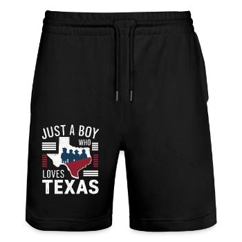 Texas State Texans Texas - Stanley/Stella Trainer Unisex Organic Jogging Shorts - black - Front - Nik (191cm) & Marisol (170cm)
