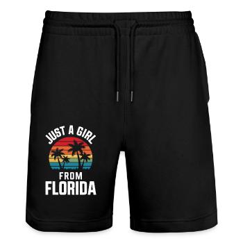 Florida USA Amerika Saat - Stanley/Stella Unisex Bio Joggingshorts Trainer  - Schwarz - Vorne - Nik (191cm) & Marisol (170cm)