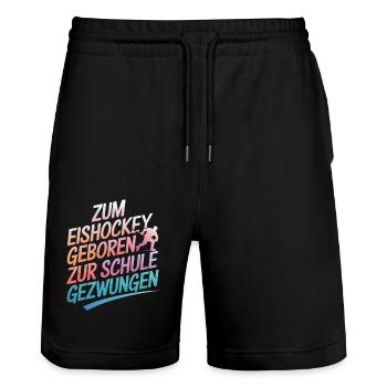 Hockey Hockey Sports Hockey Players - Stanley/Stella Trainer Unisex Organic Jogging Shorts - black - Front - Nik (191cm) & Marisol (170cm)